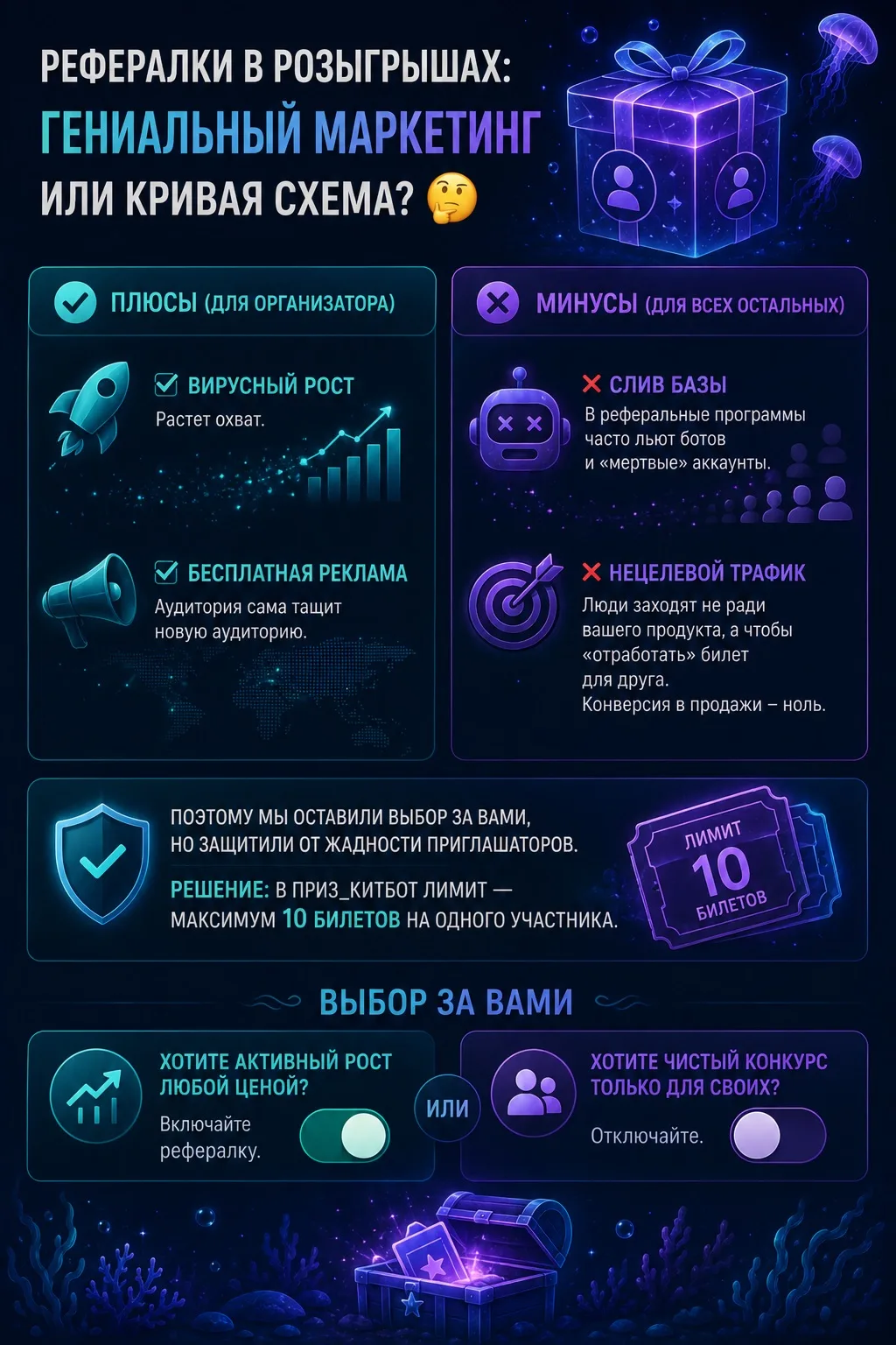 Рефералки в розыгрышах: гениальный маркетинг или кривая схема? 🤔
