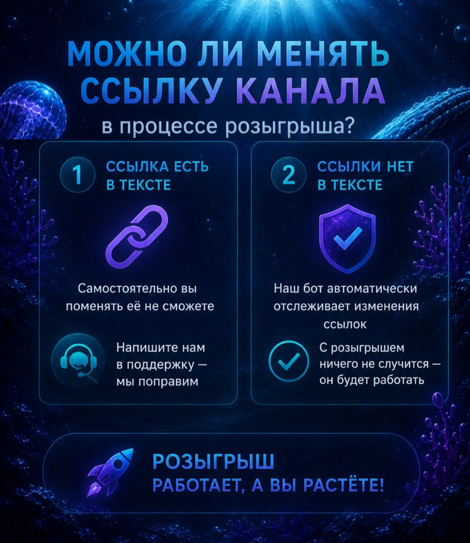 Можно ли менять ссылку канала в процессе розыгрыша?
